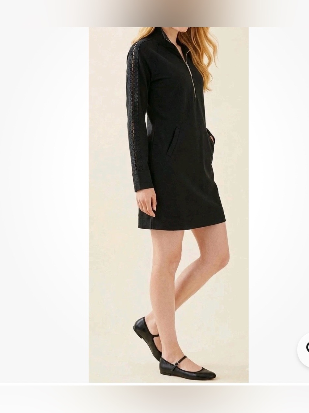LILLY PULITZER XS / XSMALL SKIPPER POPOVER DRESS BLACK W/ ARM DETAILS GREAT PRE-